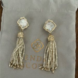 Kendra Scott Misha Mother of Pearl Tassel clip on earrings